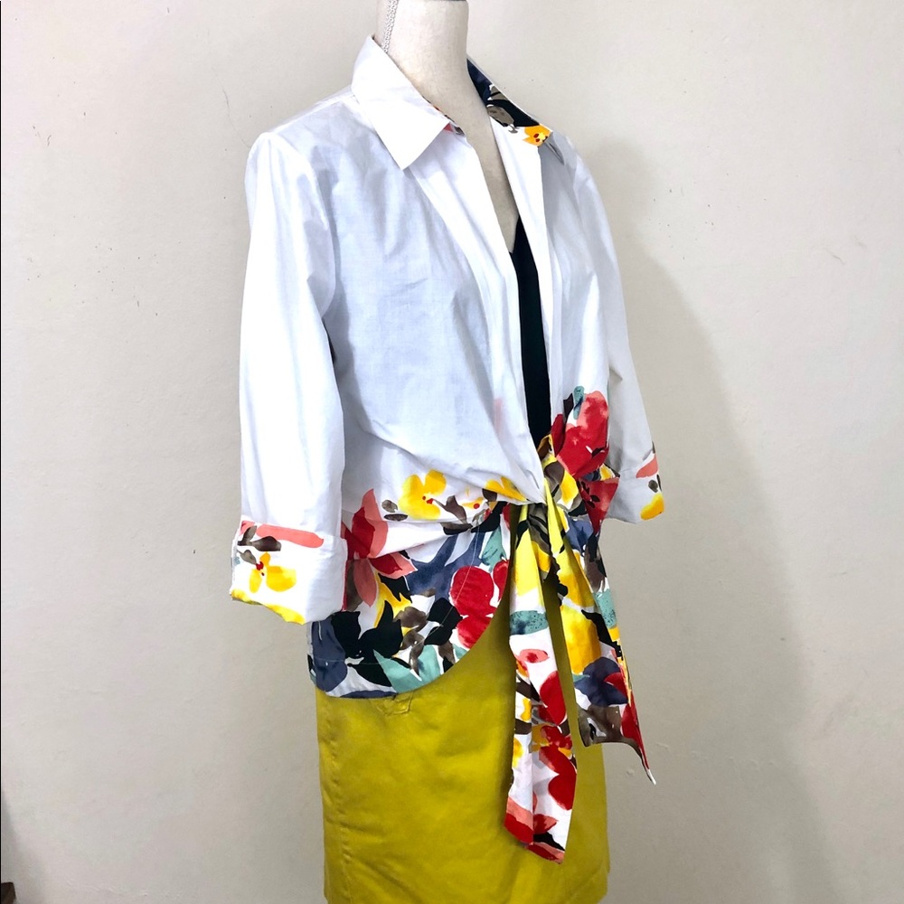Mishca Cotton Painted Floral Tie Top